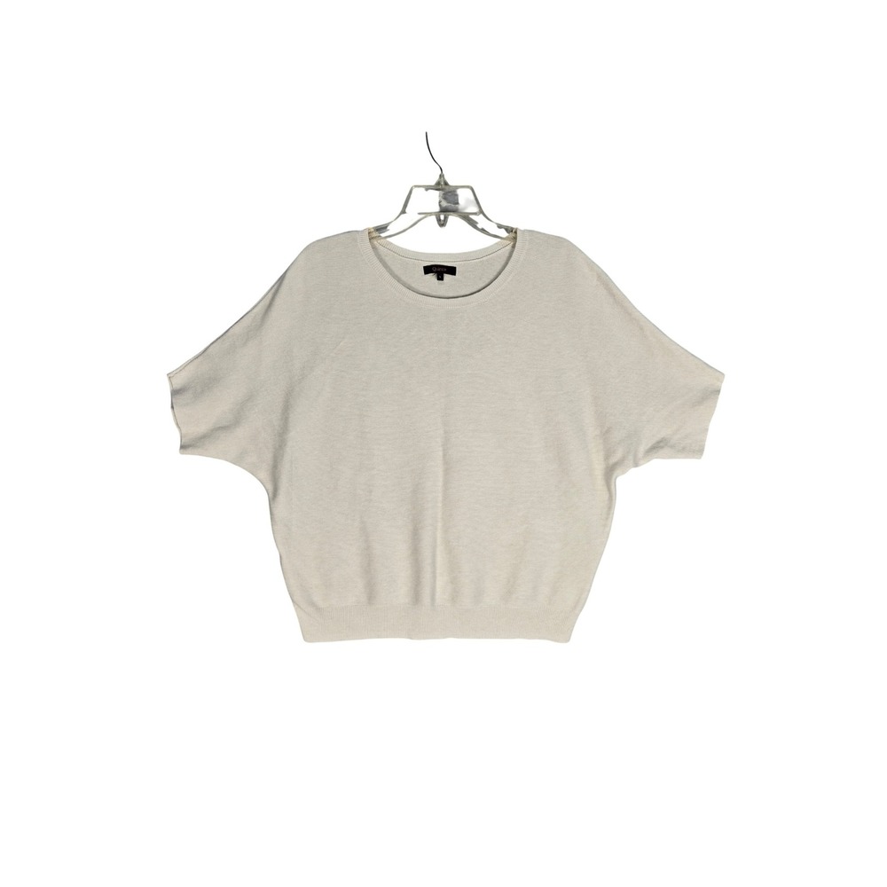 Quince Sweater Women L Dolman Short Sleeve Cream Organic Cotton Cashmere